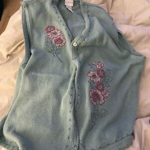 Vintage Koret Floral Embroidered Knit Vest